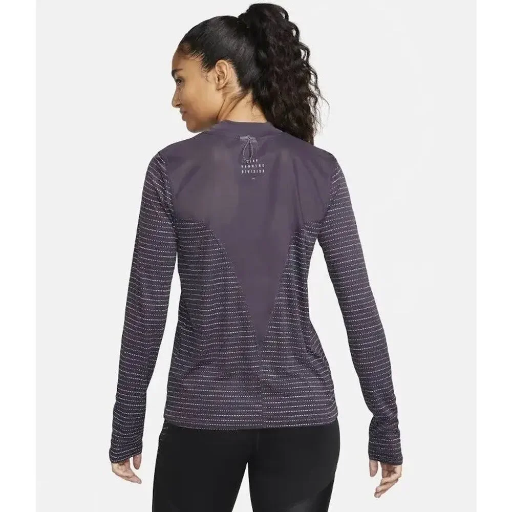 Nike Dri-FIT Run Division Long Sleeve Running Top Women’s Sz L Purple DV7243-540